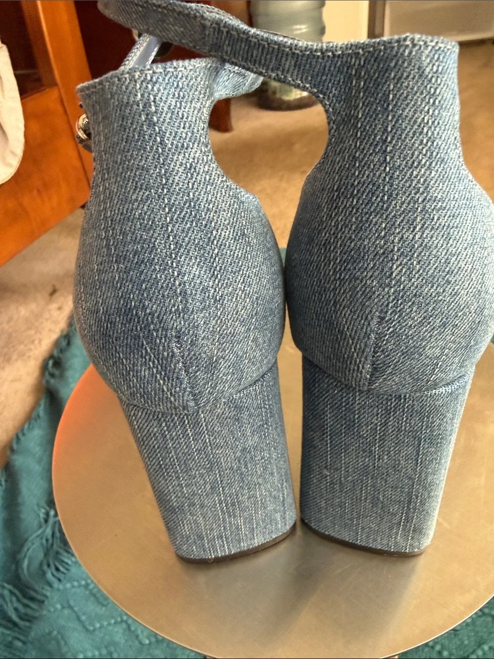 NWOT Nine West Denim Blue Ankle-Strap Heeled Sandals